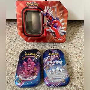 Pokémon Trading Card game TCG empty tin bundle- Koraidon, Maushold, & Tinkatink